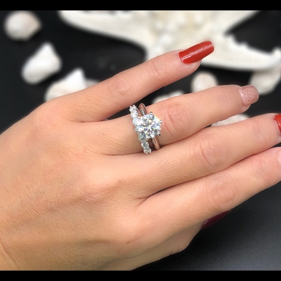 Moissanite ring set with certificate - Picture 2 of 16